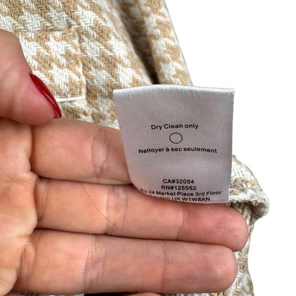 Anthropologie Dolan Tan White Houndstooth Knit Boxy Crop Jacket - Picture 16 of 16